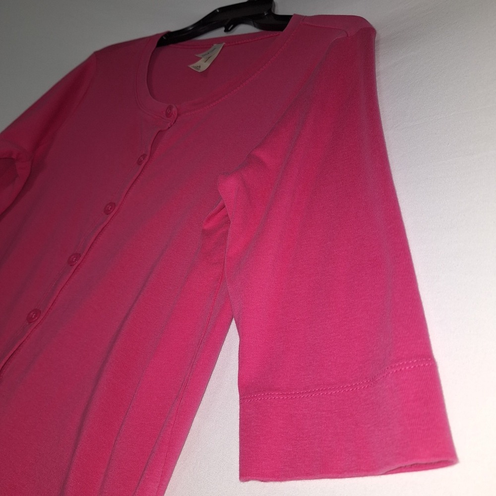 Preppy Coquette 3/4 Sleeves White Stag M (8- 10) Pink Fuchsia Button-Up Cardigan - Picture 4 of 16